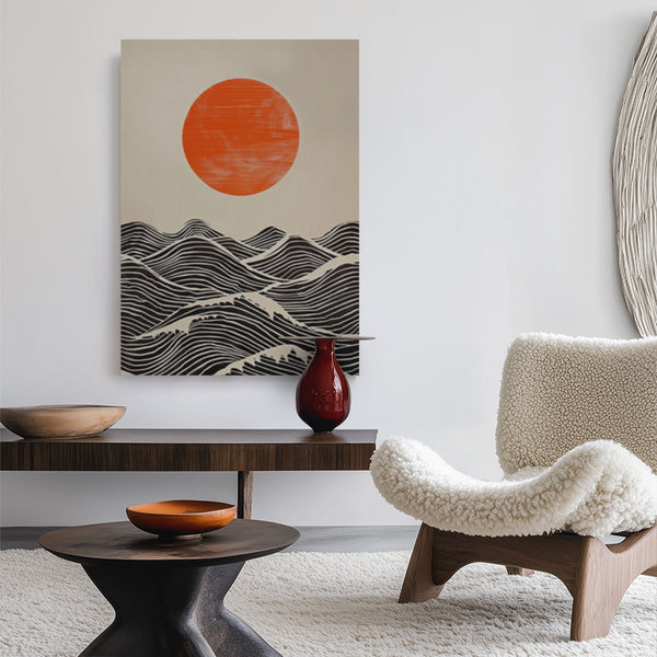 The Sun Waits Canvas [Best Seller] – Japanese Sun and Waves