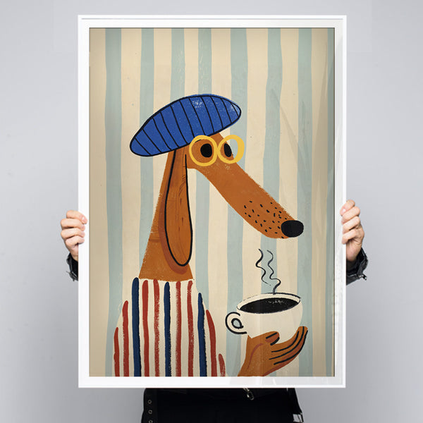 Coffee Before Thoughts - Quirky Dog Kitchen Art – Andy okay