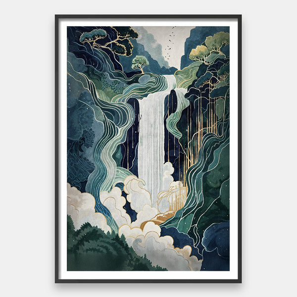 Echoes Of Flow [Best Seller] – Japanese Waterfall Landscape