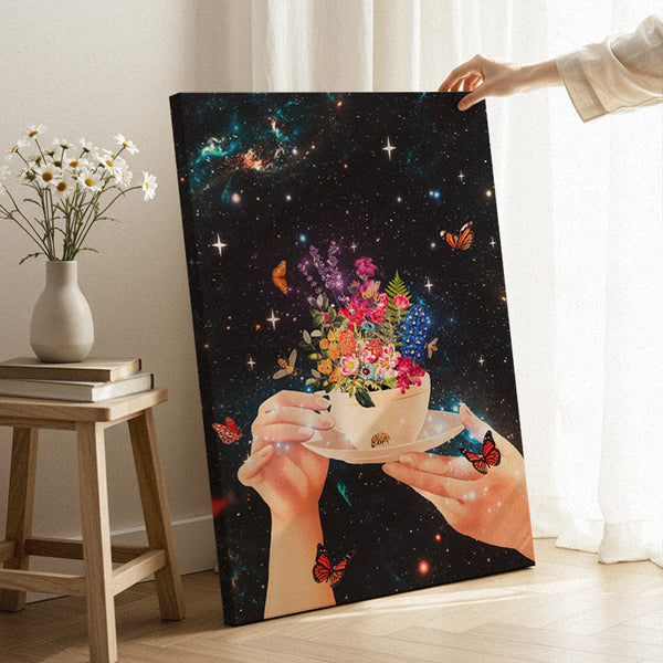 Have A Sip - Cosmic Floral Canvas Print – Andy okay