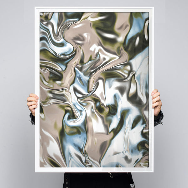 Mirror World – Abstract Metallic Wall Art with Liquid Chrome