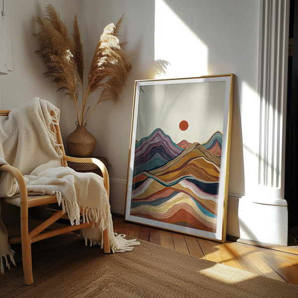 Sun Over Silence - Boho Mountain Landscape Print – Andy okay