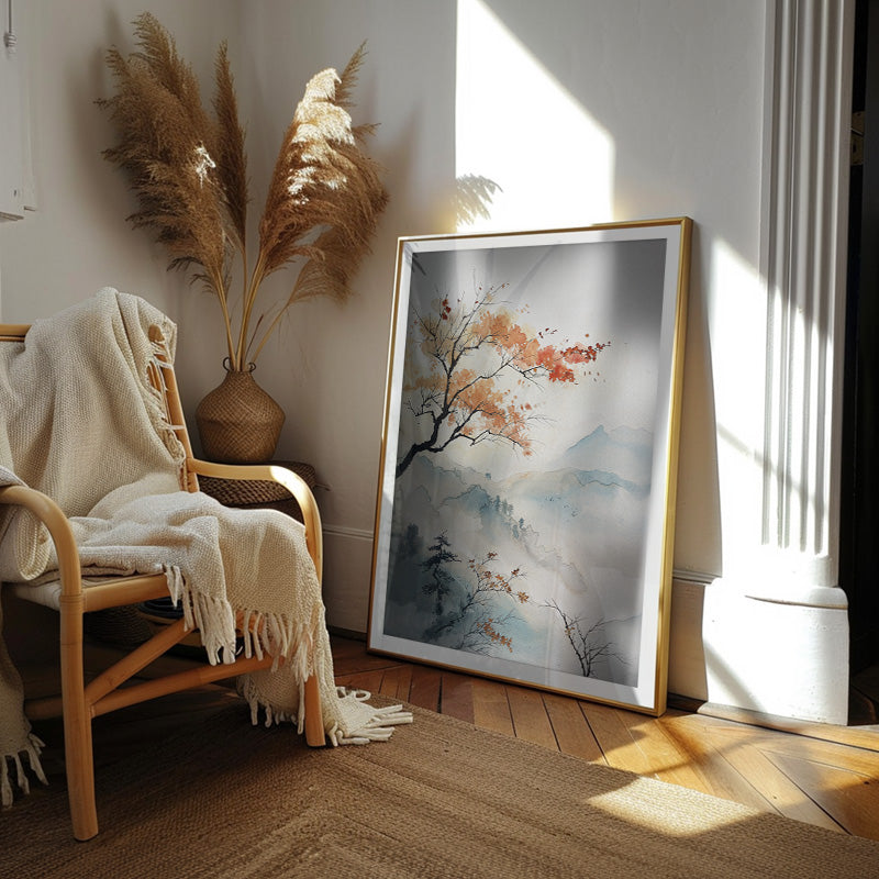 A Light Pause - Japanese Watercolor Mountain Wall art – Andy okay