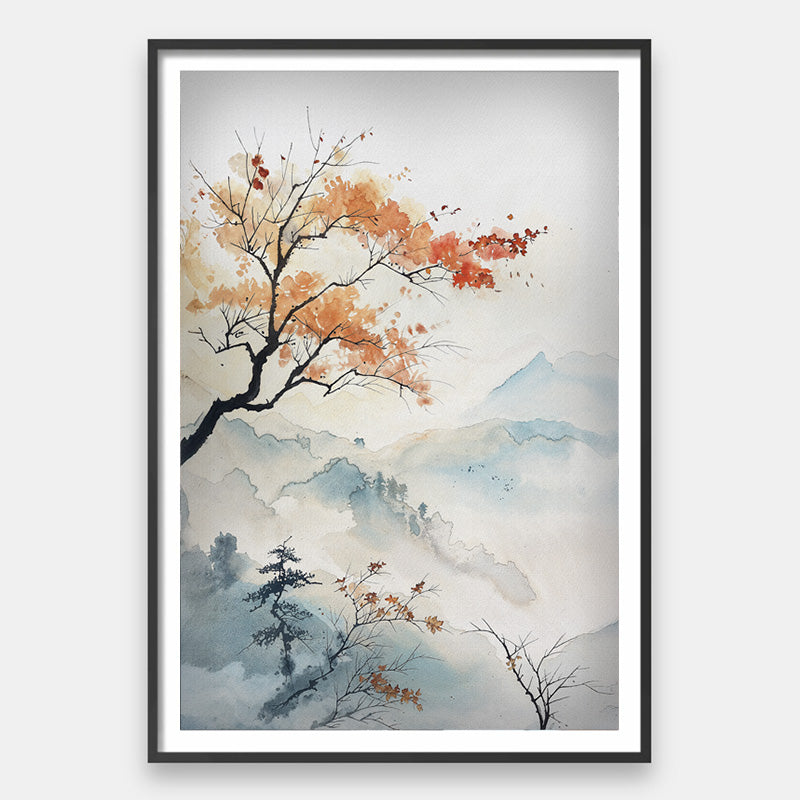 A Light Pause [Best Seller] – Japanese Ink Wash Autumn Landscape