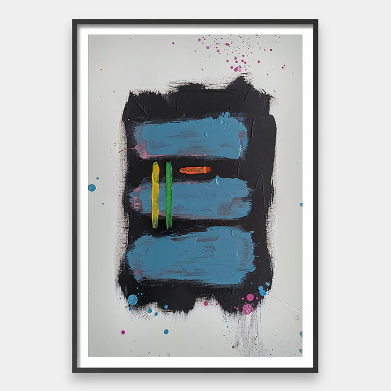 A Framed Rhythm – Contemporary Abstract Wall Art Blue Brush Strokes ...