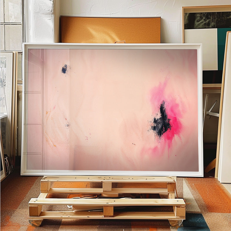 A Soft Collision – Contemporary Abstract Art Pink and Black Minimal ...
