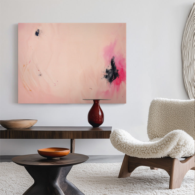 A Soft Collision Canvas – Contemporary Abstract Art Pink and Black