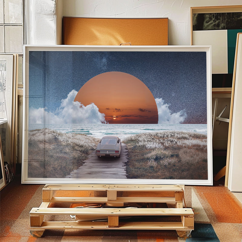 Ocean View - Retro Sunset Coastal Wall Art – Andy okay