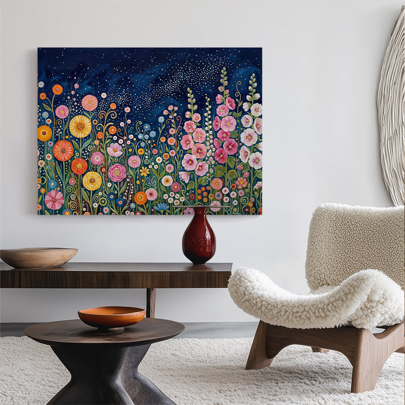 Midnight Garden Bloom Canvas [Best Seller] – Japanese Modern