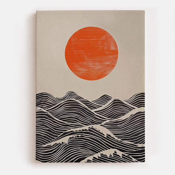 The Sun Waits Canvas [Best Seller] – Japanese Sun and Waves