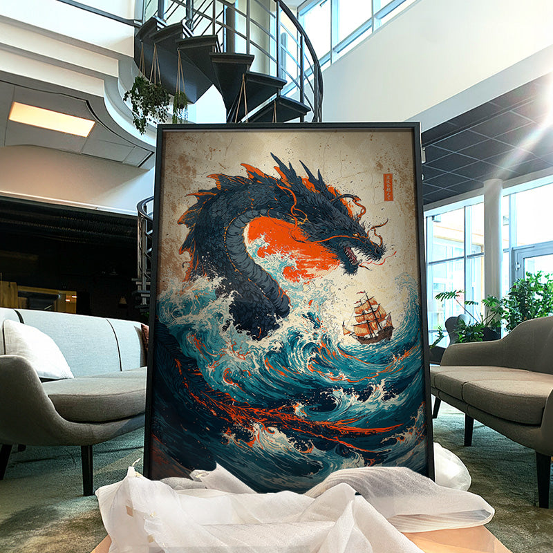 Aranami o Koete - Japanese Dragon Wall Art – Andy okay