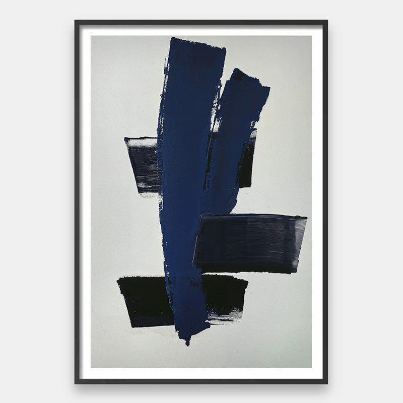 Expressionism Shadow Balance in Shadow – Abstract Expressionist Wall Art Blue Vertical ...