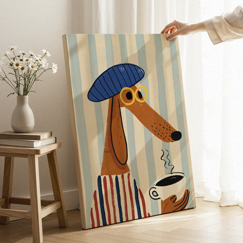 Coffee Before Thoughts Canvas [Best Seller] – Funny Dog Drinking