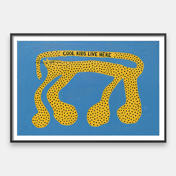 Cool Kids Live Here - Playful Leopard Kids Room Art | Andy Okay