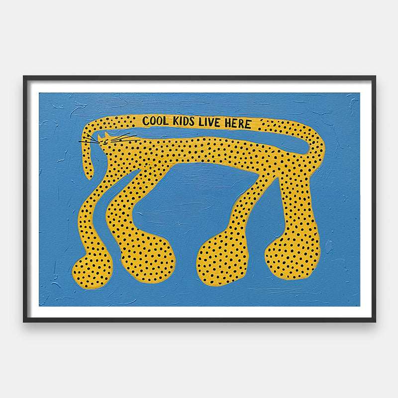 Cool Kids Live Here - Playful Leopard Kids Room Art | Andy Okay