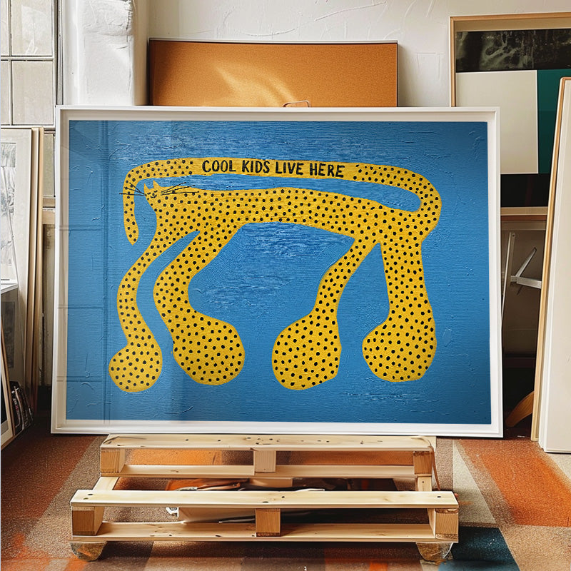Cool Kids Live Here - Playful Leopard Kids Room Art | Andy Okay
