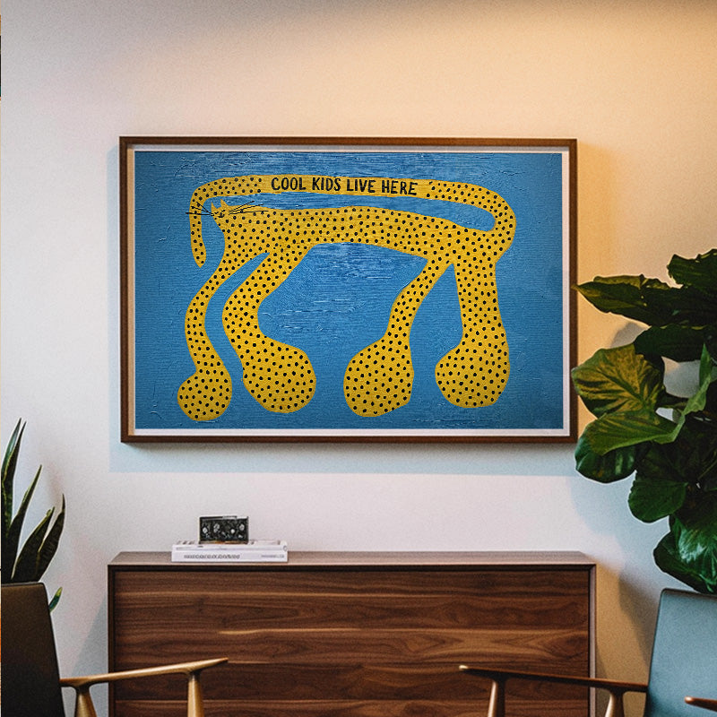 Cool Kids Live Here - Playful Leopard Kids Room Art | Andy Okay