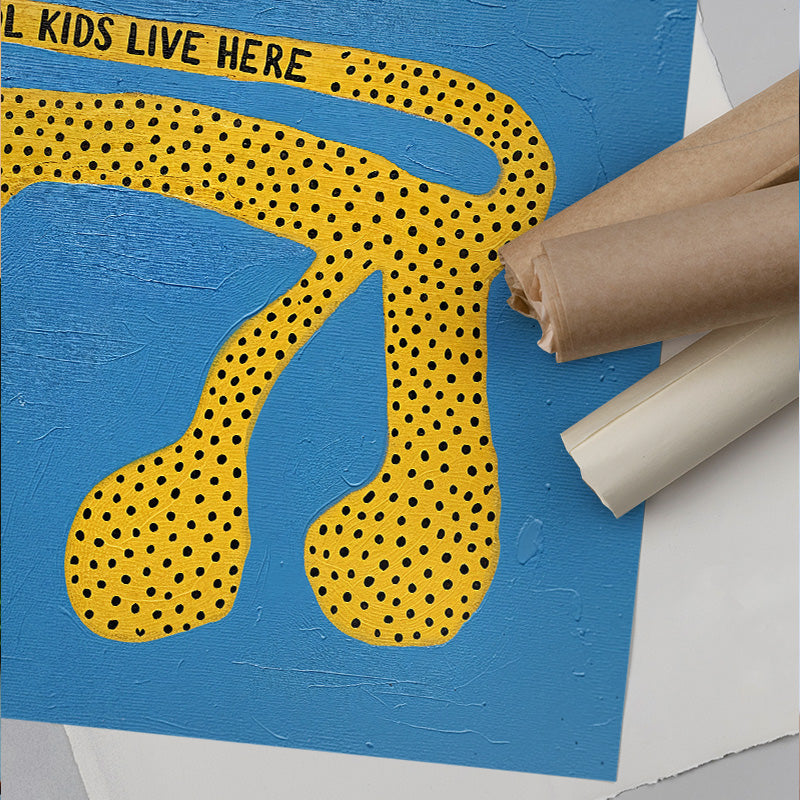 Cool Kids Live Here - Playful Leopard Kids Room Art | Andy Okay