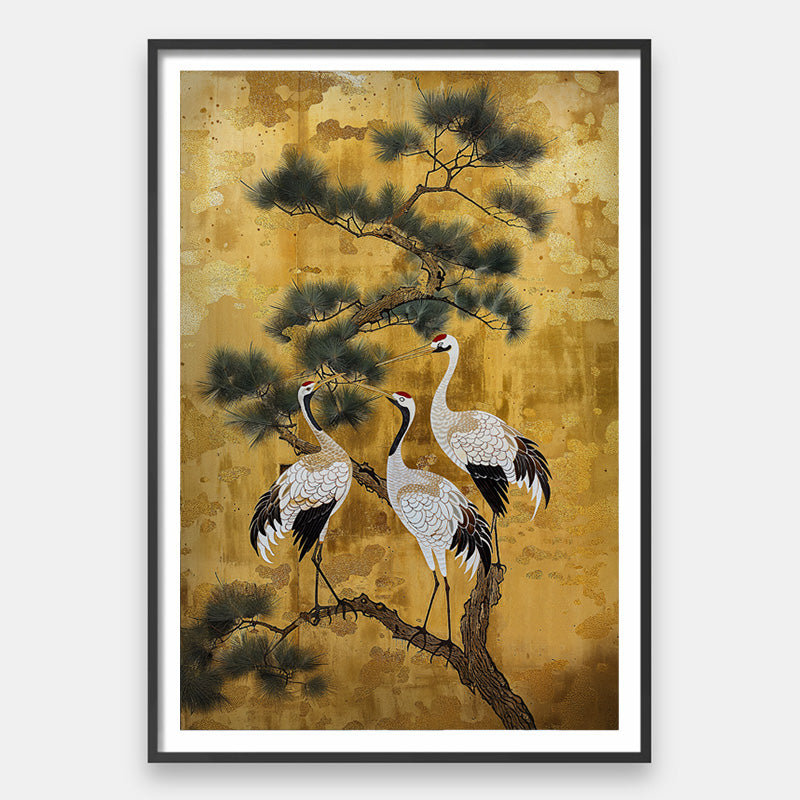Cranes of Gold [Best Seller] – Japanese Crane Landscape Gallery