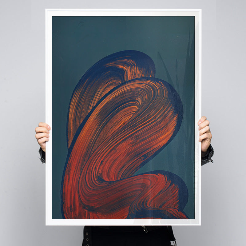 Ember in Motion – Abstract Red and Blue Wall Art with Flowing Organic ...