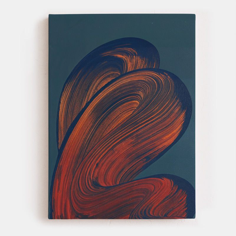 Ember in Motion Canvas – Abstract Red and Blue Wall Art with Flowing ...