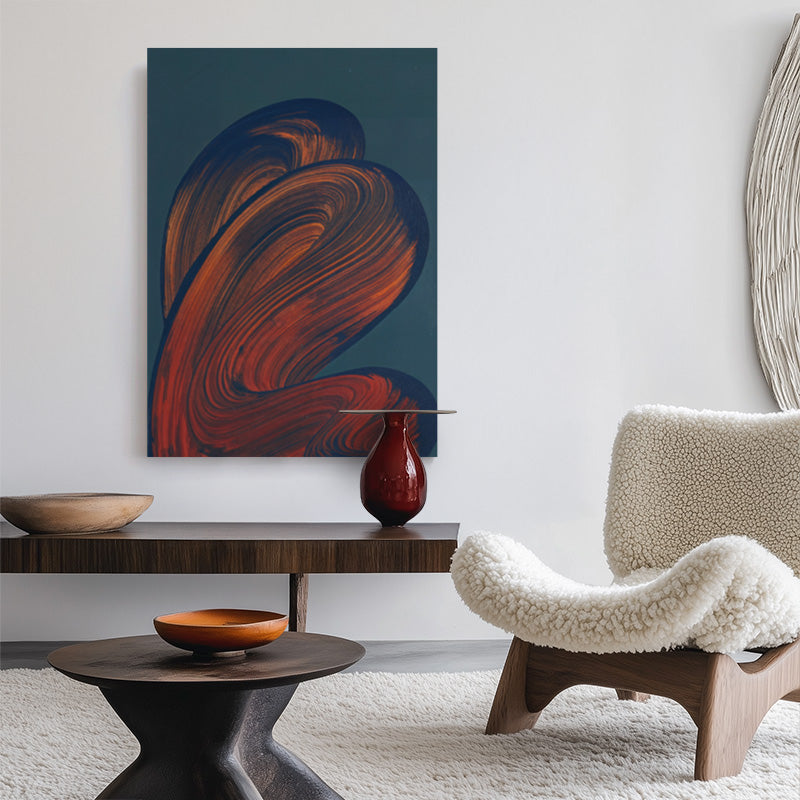 Ember in Motion Canvas – Abstract Red and Blue Wall Art with Flowing ...