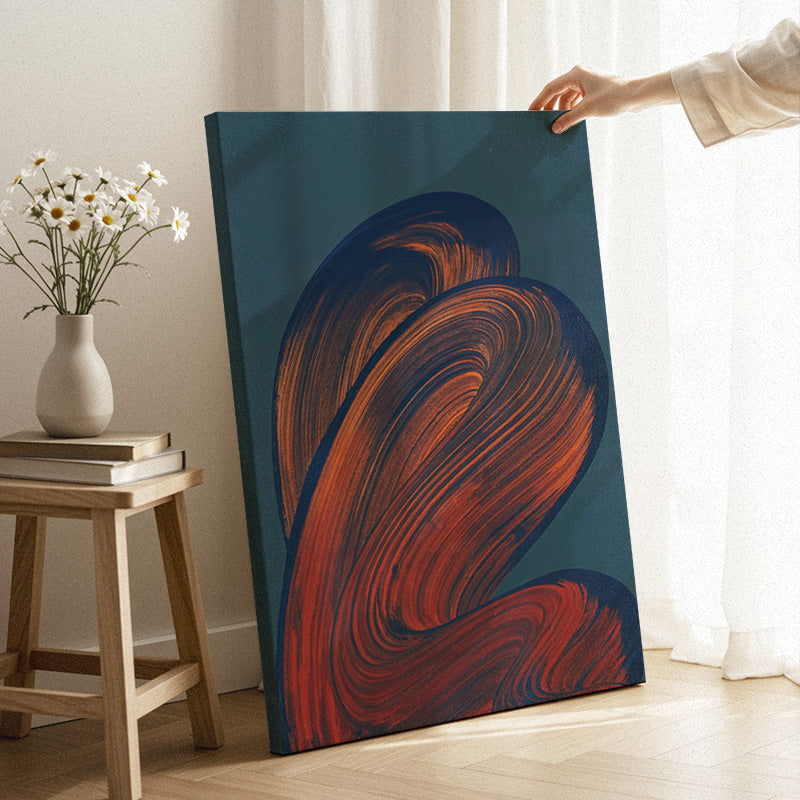 Ember in Motion Canvas – Abstract Red and Blue Wall Art with Flowing ...