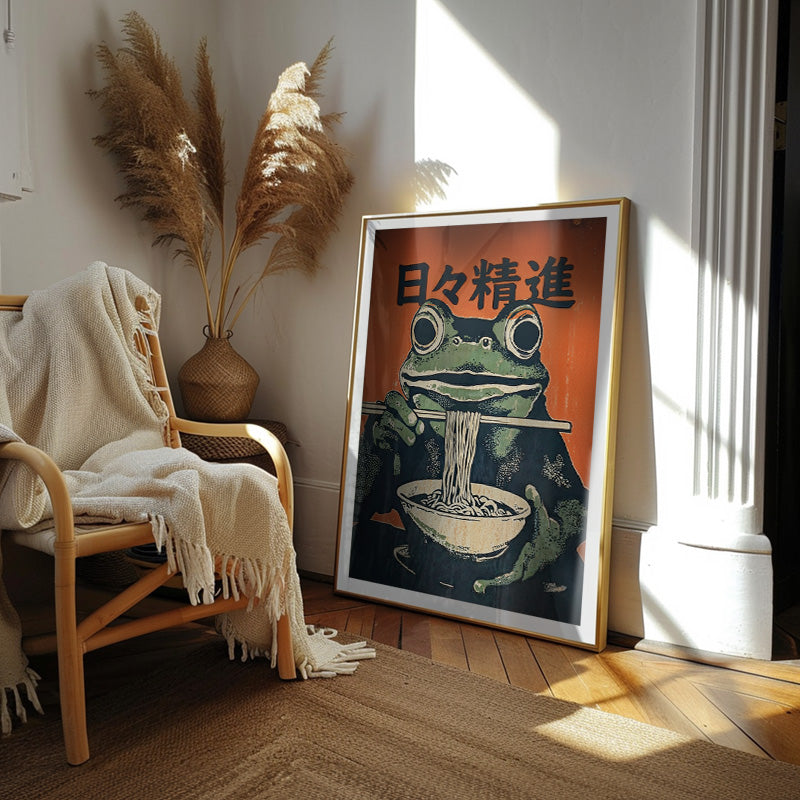 Hibi shojin [Best Seller] – Japanese Green Frog Eating Noodles