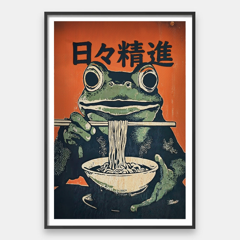 Hibi shojin [Best Seller] – Japanese Green Frog Eating Noodles