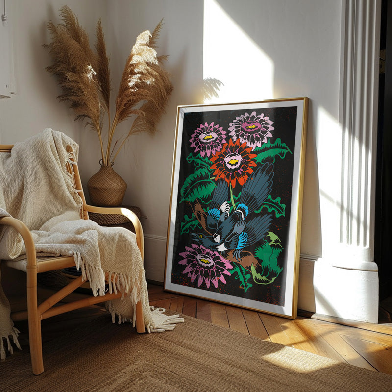 Skata - Bold Floral Bird Canvas Print – Andy okay