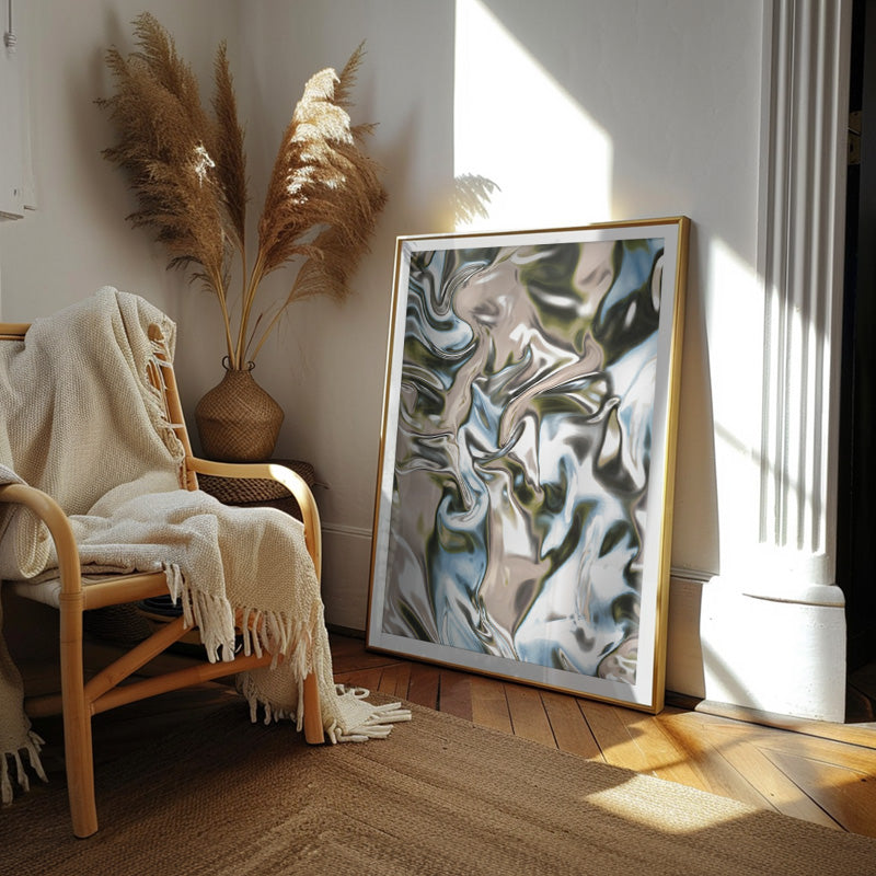 Mirror World – Abstract Metallic Wall Art with Liquid Chrome