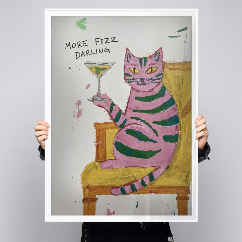 More Fizz Darling [Best Seller] – Pink Cat With Martini Glass Wall