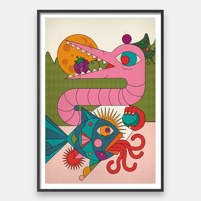 Playful Creatures – Whimsical Cartoon Style Wall Art Bright Surreal ...