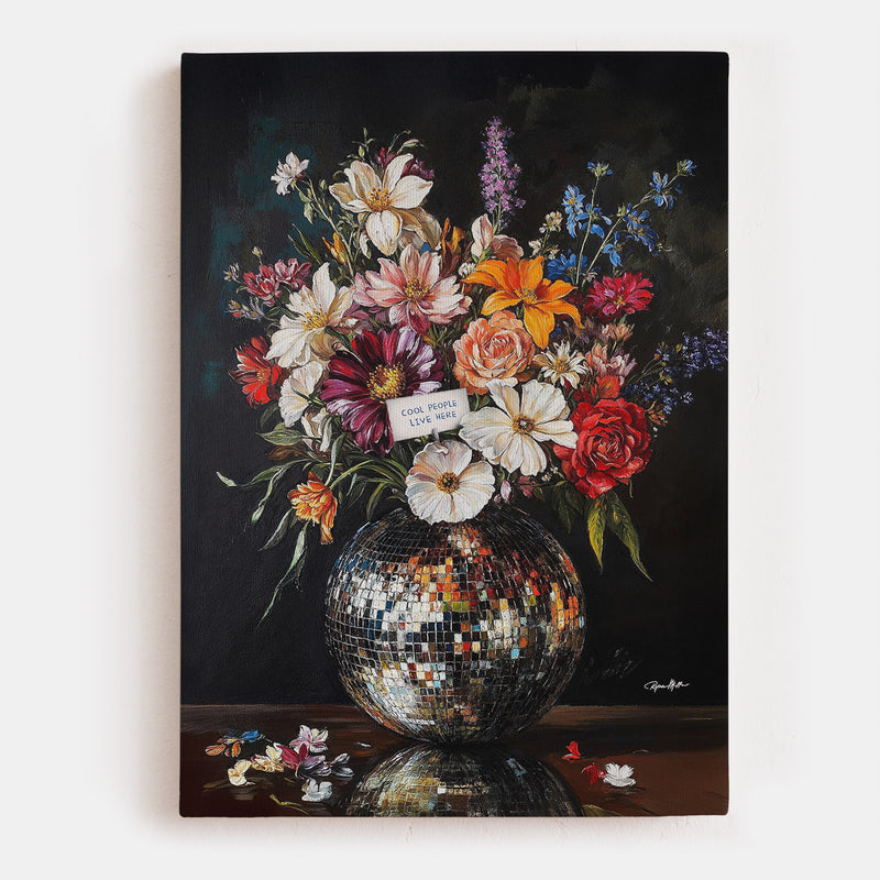 ⭐️【1029】お値下げ中です✨BALIアートグラデーション鮮やかフラワー90cm Cool People Live Here - Floral Disco Canvas – Andy okay