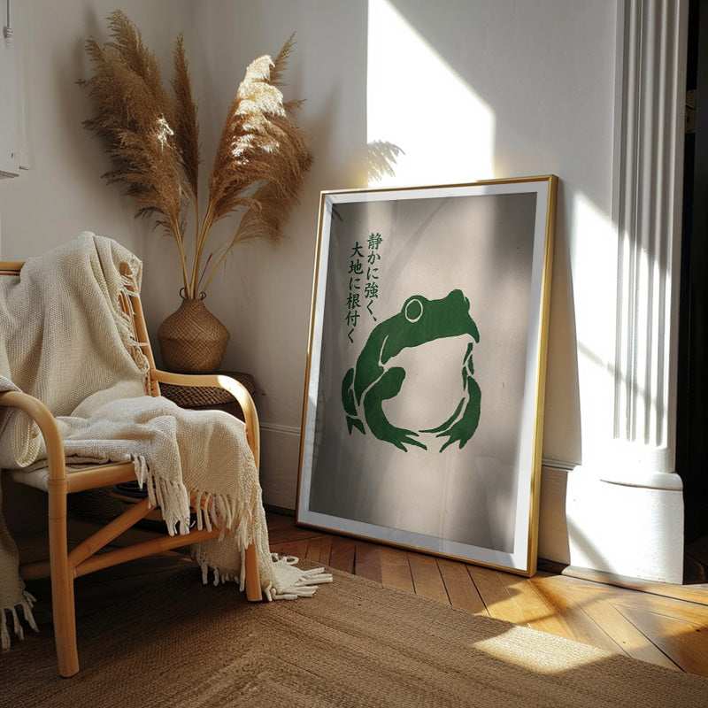Shizuka Ni Tsuyoku [Best Seller] – Japanese Frog Gallery Wall Art