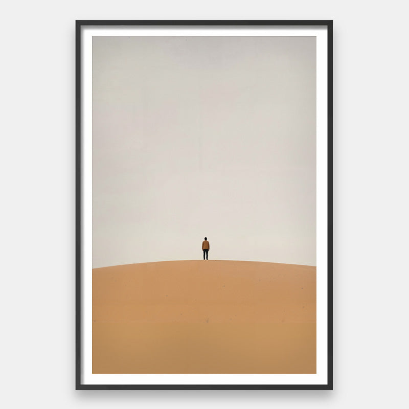 Standing in Stillness – Minimalist Desert Wall Art with Lone Figure and ...