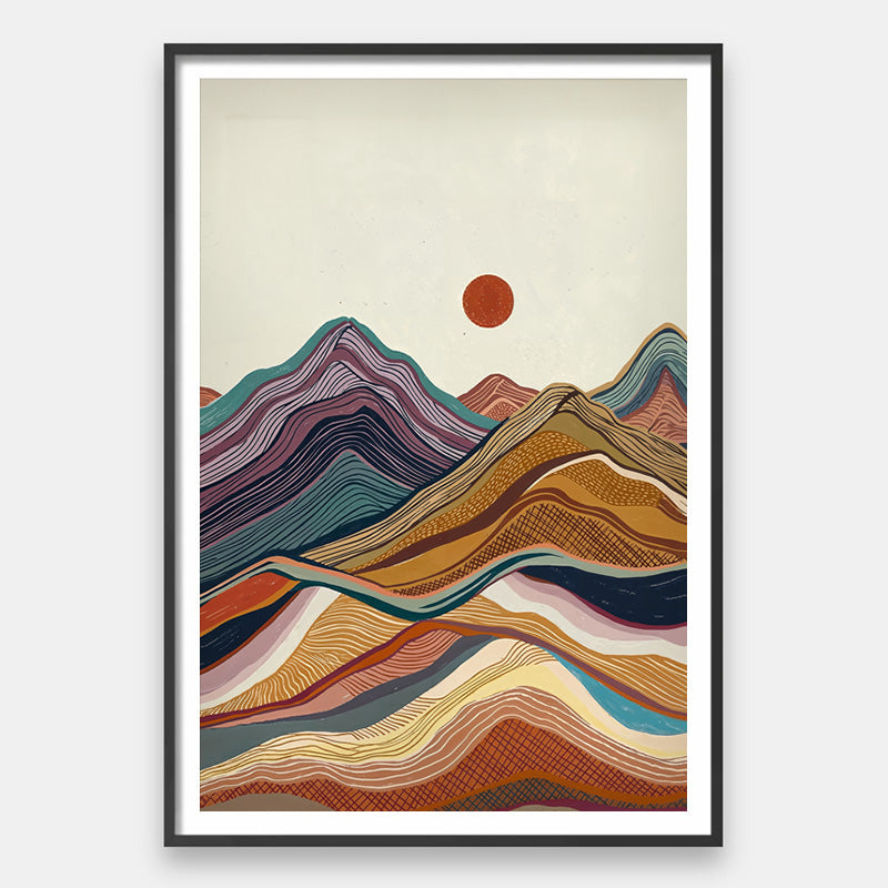 アート・デザイン・音楽 Sitting on the Edge Sun Over Silence - Boho Mountain Landscape Print – Andy okay