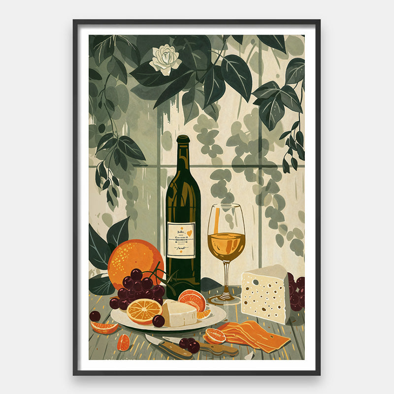 The Good Hour [Best Seller] – Wine And Cheese Still Life Wall Art