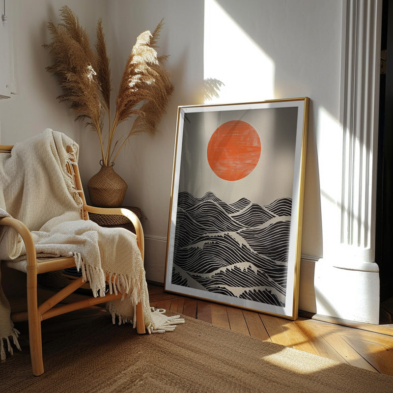 The Sun Waits [Best Seller] – Japanese Sun and Waves Landscape