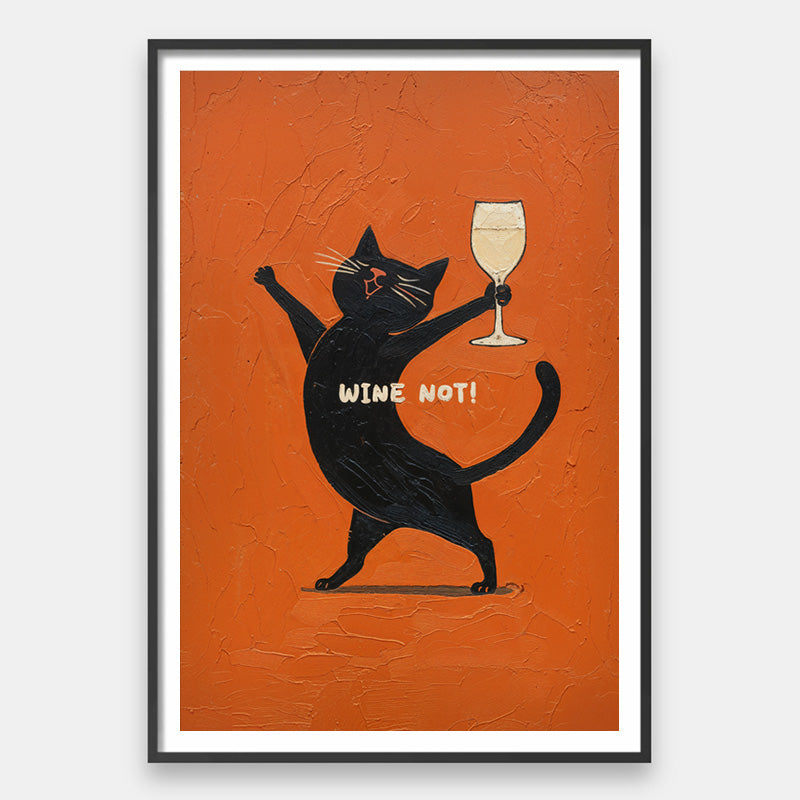 Wine Not - Playful Black Cat Statement Art – Andy okay