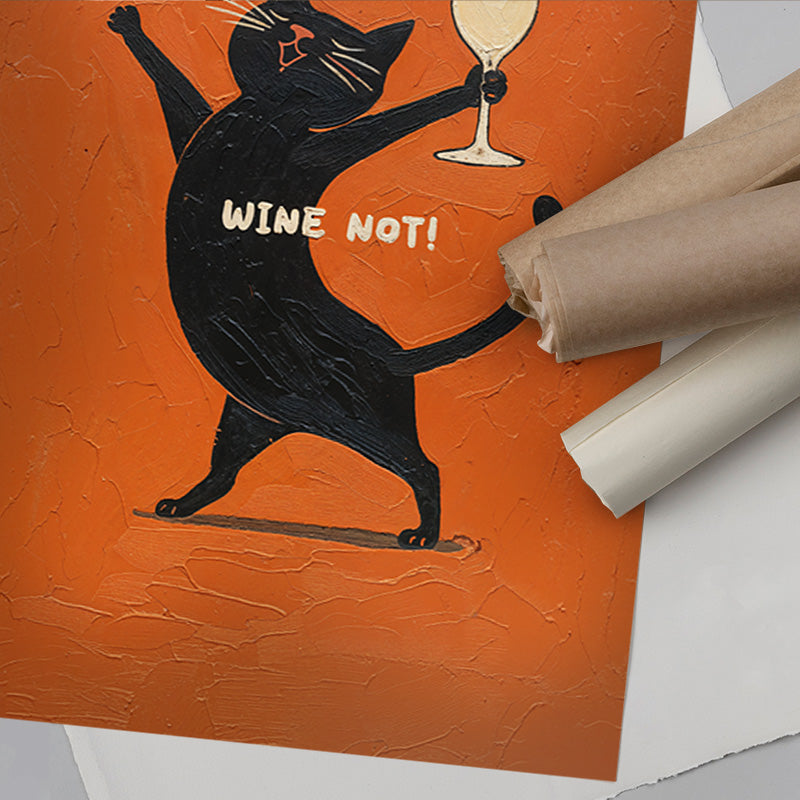 Wine Not - Playful Black Cat Statement Art – Andy okay
