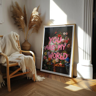 You Are My World 2 [Best Seller] – Floral World Map Quote Wall Art