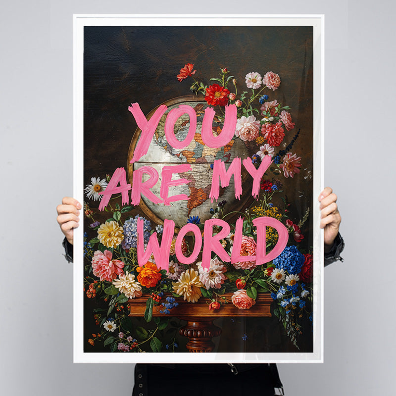 You Are My World 2 [Best Seller] – Floral World Map Quote Wall Art