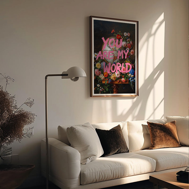 You Are My World 2 [Best Seller] – Floral World Map Quote Wall Art