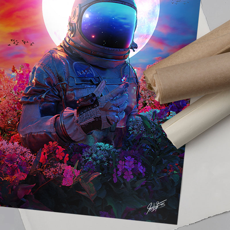 In The Garden [Best Seller] – Astronaut in Flowers Gallery Wall