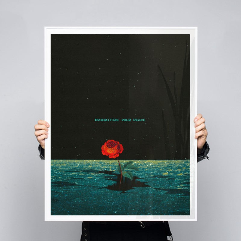 Prioritize Your Peace - Dark Floral Wall Art – Andy okay