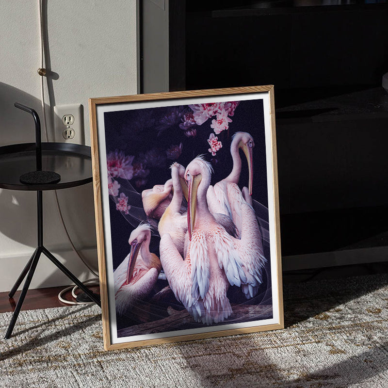 Pink Souls - Dreamy Pelican Floral Wall Art – Andy okay