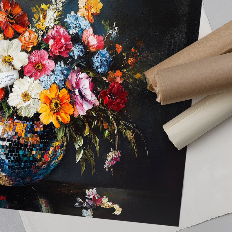 Cool People Live Here 2 - Dark Floral Canvas Print – Andy okay