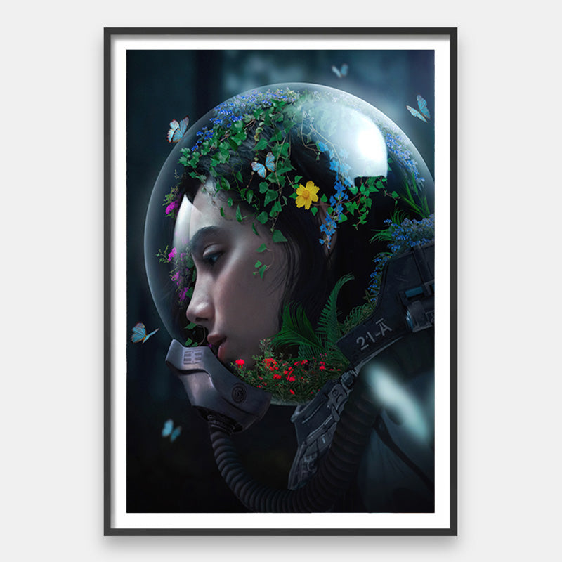 Bloom – Astronaut in Flowers Gallery Wall Art by Sidomatic