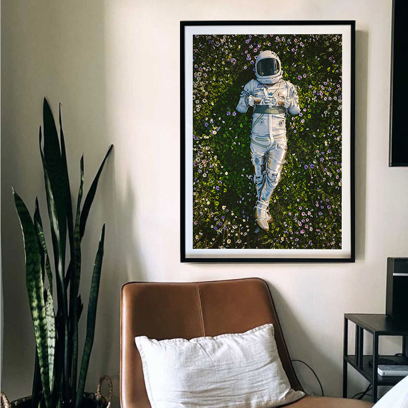 Lazy Sunday [Best Seller] – Astronaut in Flowers Wall Art, Surreal